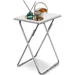 Garden 4 You Portable Folding TV Tray Table TV Dinner Tray with Sturdy MDF,No Assembly Required, 25In(White,1PC)