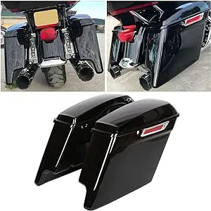 Black 5&#034; Extended Stretched Hard Saddle Bags For 2014-2021 Harley Touring Ele...