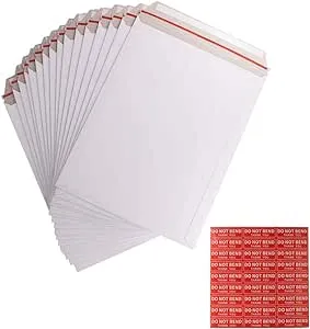 50 Pack 9X12 inch Self Seal Photo Document Mailers Stay Flat White Cardboard Envelopes White Photography Mailersfor CD, Photos, Document