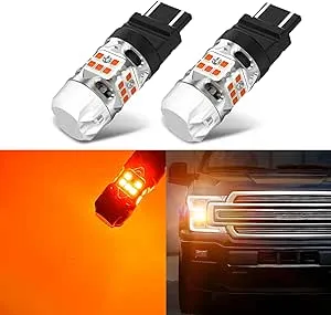 LASFIT T3 4257NA 4257 LED Bulb Amber Built In Resistor Front Turn Signal Customized for Ford Maverick Lariat F-150 F-250 F-350 CANBUS Error Free Bright Blinker DRL Parking Light Anti Hyper Flash(2pcs)