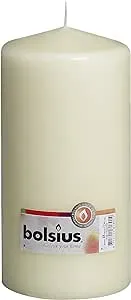 BOLSIUS Ivory Pillar Candle Large - 4 x 8 Inches - 120 Hours Burn Time - Premium European Quality - Smooth And Smokeless Flame - Relight Unscented Wedding, Dinner, Party, And Special Occasion Candle