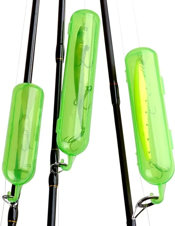 Fishing Lure Warps Fishing Bait Storage Box 12 Pack Lure Covers Fishing Hook Protector, Durable & Clear PP, Available in Three Sizes- 4" 5" 6",Green