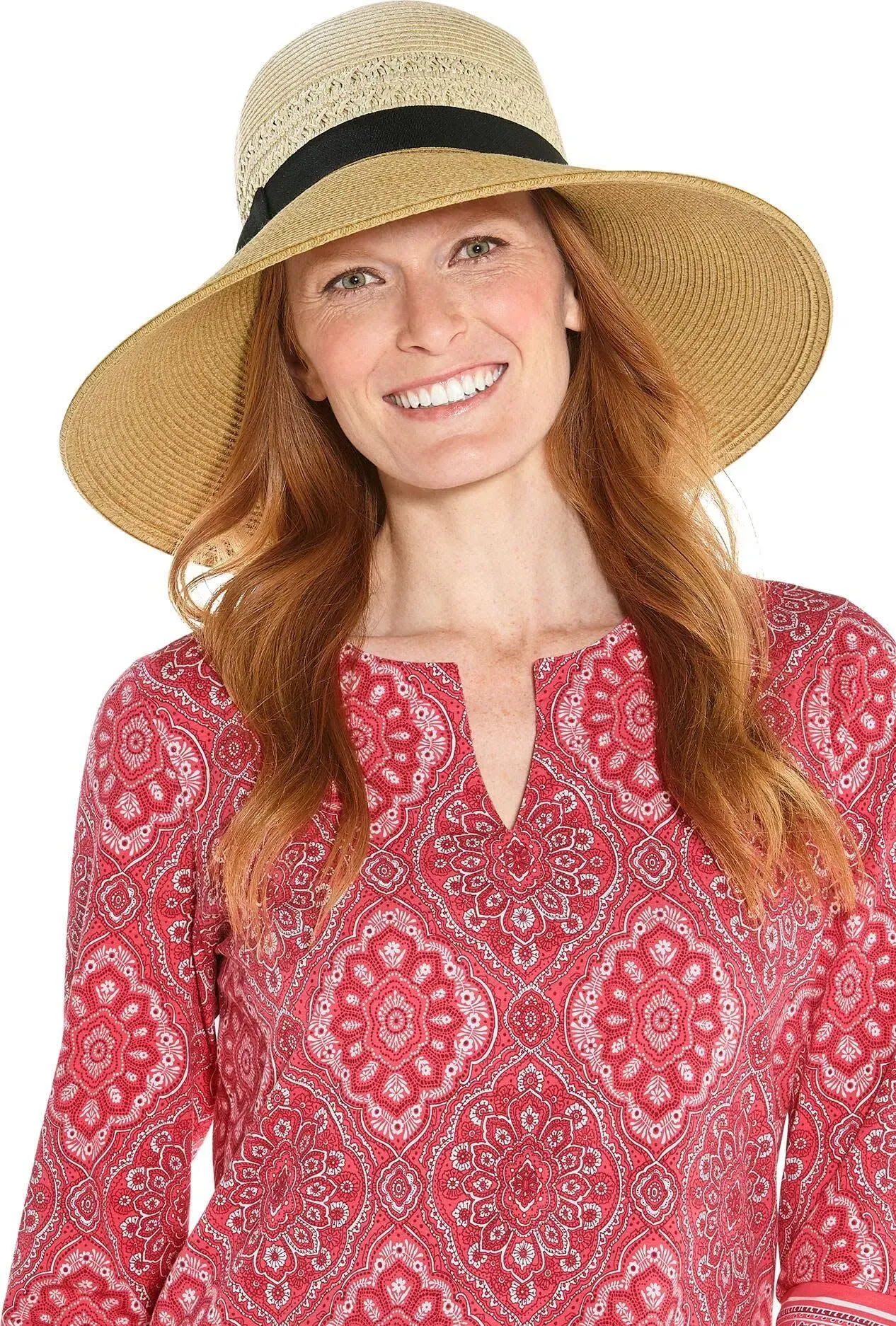  UPF 50+ Women&#039;s Shannon Wide Brim Beach Hat - Sun One Size Natural Colorblock