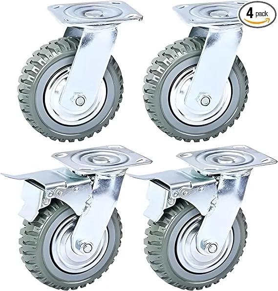 Nisorpa 8 inch Caster Wheels Heavy Duty 4 Pack Anti-Skid Swivel Caster Mute with 360 Degree Ball Bearing Castors Top Plate 2PCS Locking Swivel Casters 2PCS Without Brake