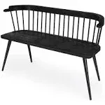 BOWERY HILL Traditional Wood and Iron Spindle Back Bench - Black