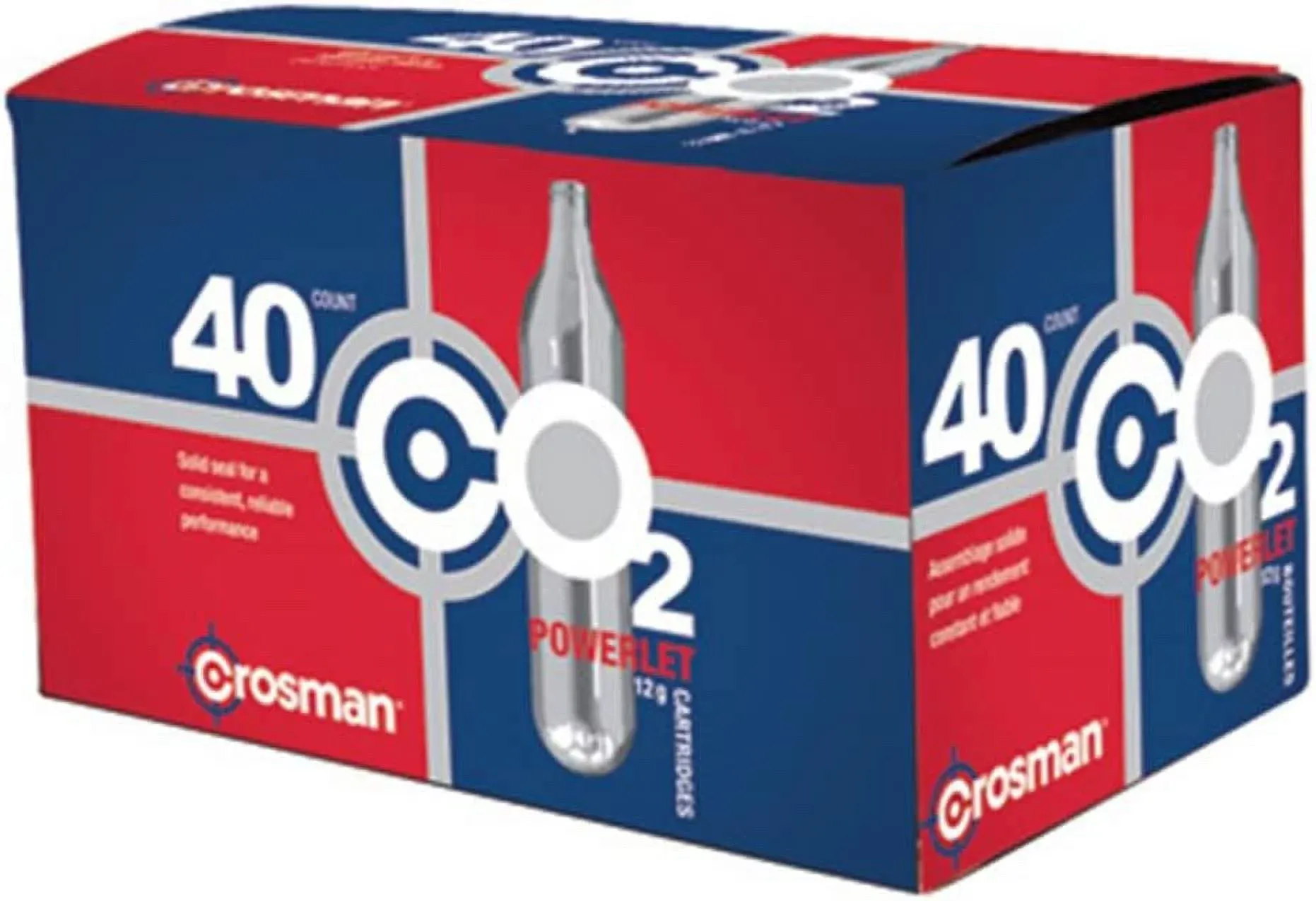 Crosman Brand 12 Gram Co2 Powerlets, 40ct, for Use with Paintball, Air  Rifles, Color Silver