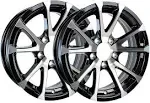 Two Aluminum Trailer Rims Wheels 5 Lug 13 in. Avalanche V-Spoke / Black