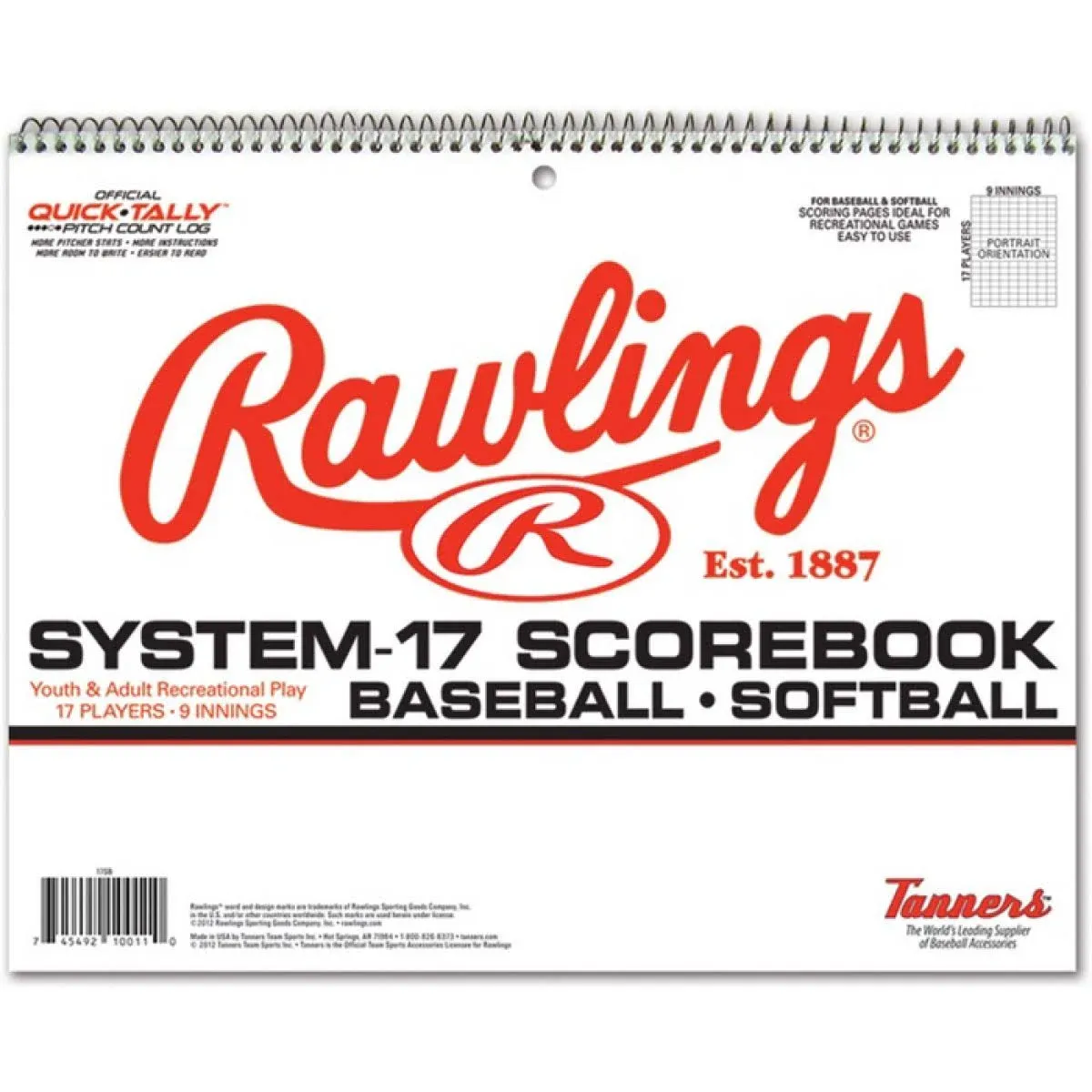 Rawlings System-17 Baseball Softball Scorebook Score Book Official Quick-Tally 