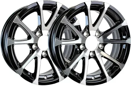 eCustomrim 2-Pack Aluminum Trailer Rims Wheels 5 Lug 14 in. Avalanche V-Spoke/Black