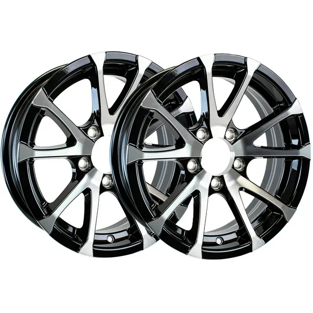 Ecustomrim Two Aluminum Trailer Rims Wheels 5 Lug 13 in. Avalanche V-Spoke / Black