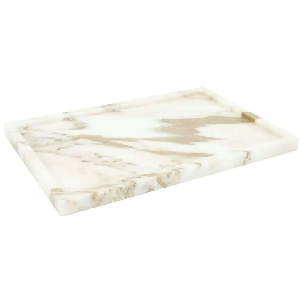 100% Natural Marble Serving Tray Luxury Marble Storage Tray for Home Decor Stone Tray for Bathroom/Kitchen/Vanity/Dresser,Plate Holder for Tissues,