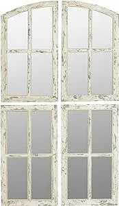 Raelynn Arch Window Pane Mirrors (Set of 4) - White 27" H