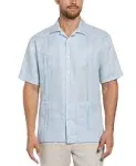 Cubavera Men's Big & Tall Short-Sleeve 4-Pocket 100% Linen Guayabera Shirt - Cashmere Blue - Size 3XLT