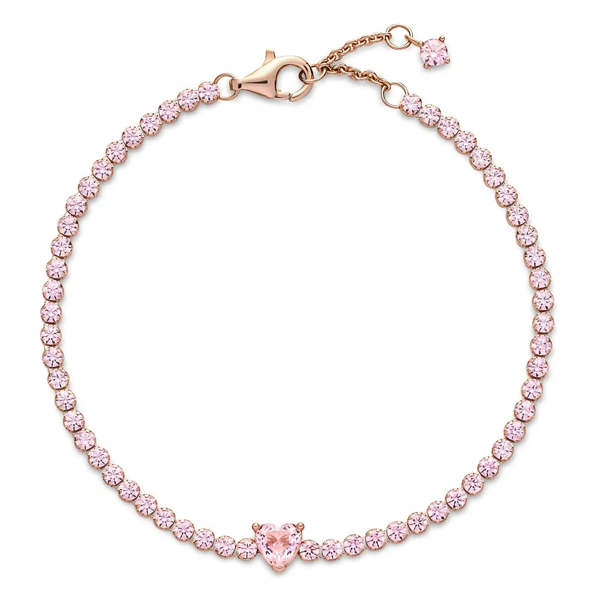 Pandora Women's Sparkling Heart Tennis Bracelet in Rose Gold-Plated