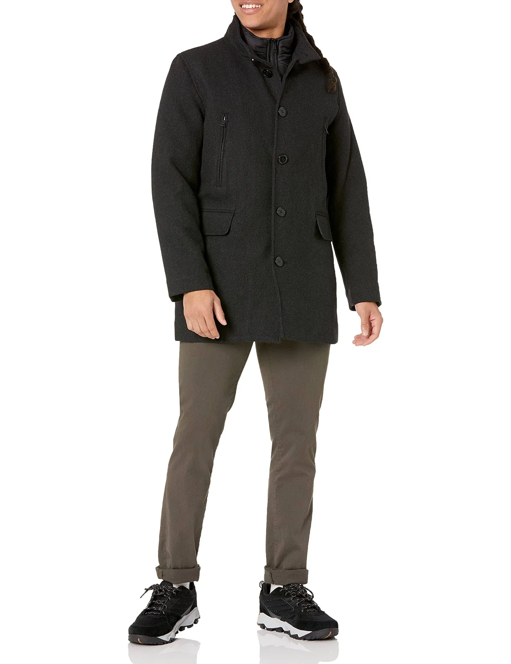 Cole Haan Set-In-Bib Wooltwill Coat - L