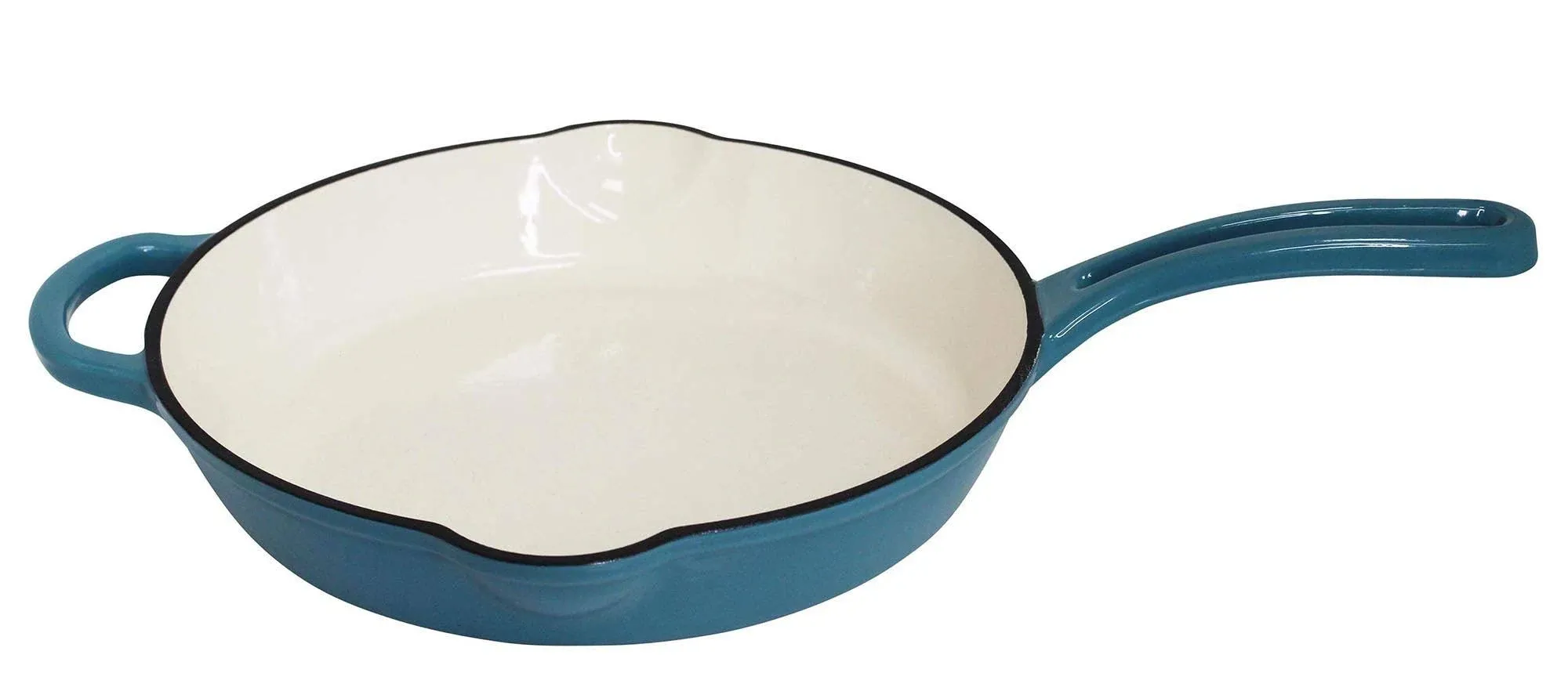 Mirro 12in Cast Iron Enamel Skillet with Helper Handle, Teal