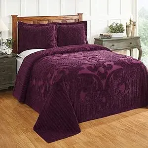 Better Trends Ashton Cotton Bedspread, Plum - Queen Size