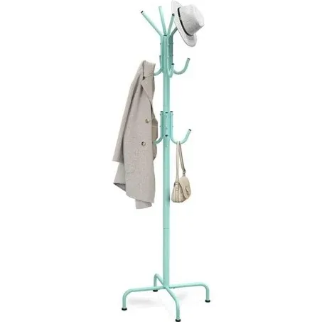 Simple Houseware Standing Coat and Hat Hanger Organizer Rack, 12 Hooks Turquoise