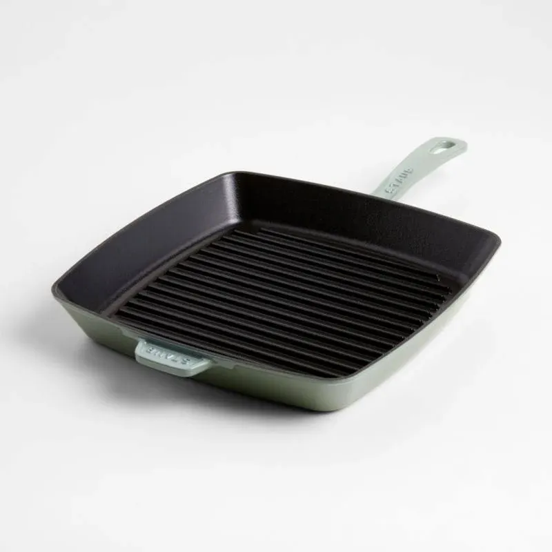 Staub 12" Eucalyptus Enameled Cast Iron Grill Pan