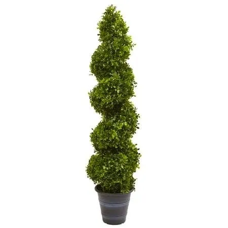 Boxwood Spiral Topiary with Planter (Indoor/Outdoor), Green