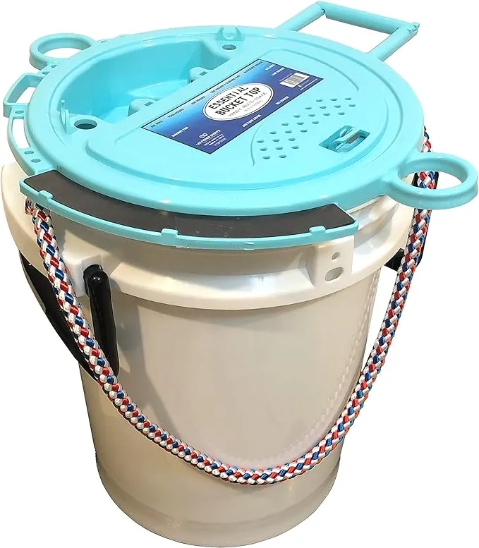 Lee Fisher Sports 5 Gallon iSmart Bucket (Rope Handle) with Essential Top (Aqua)