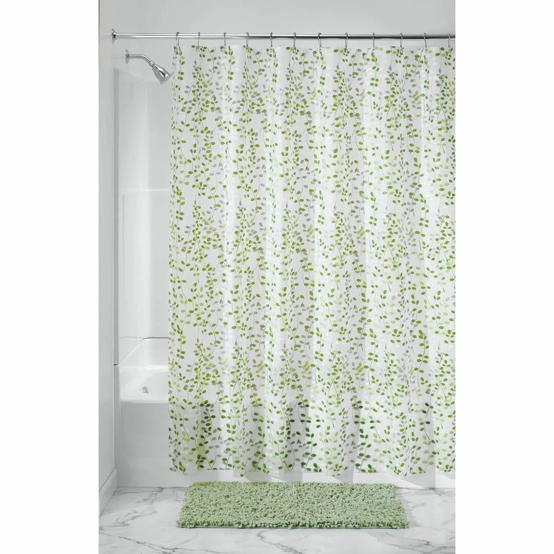 iDesign Vine PEVA Shower Curtain 72" x 72" in Green and White