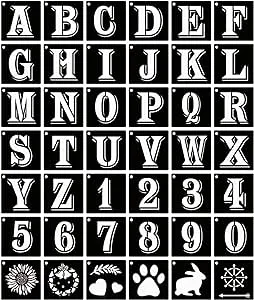 4 Inch Letter Stencils Symbol Numbers Craft Stencils, 42 Pcs Reusable Alphabet Templates Interlocking Stencil Kit for Painting on Wood, Wall, Fabric, Rock, Chalkboard, Sign, DIY Art Projects