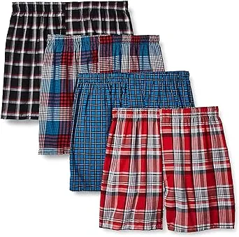 Hanes Men's 4-Pack Comfortblend Woven Boxers with Freshiq