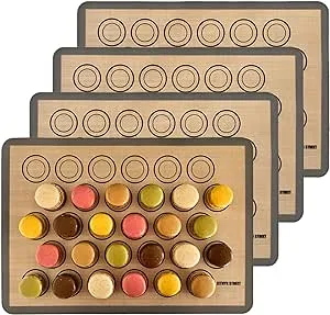 ZETHYR STREET Macaron Baking Mats Pack Of 4 Half Sheet Size For Perfect Macarons & Cookies