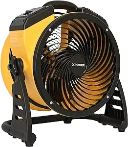 XPOWER FC-100 Heavy Duty Industrial High Velocity Whole Room Air Mover Air Circulator Utility Floor Fan, Variable Speed, Timer, 11 inch, 1100CFM