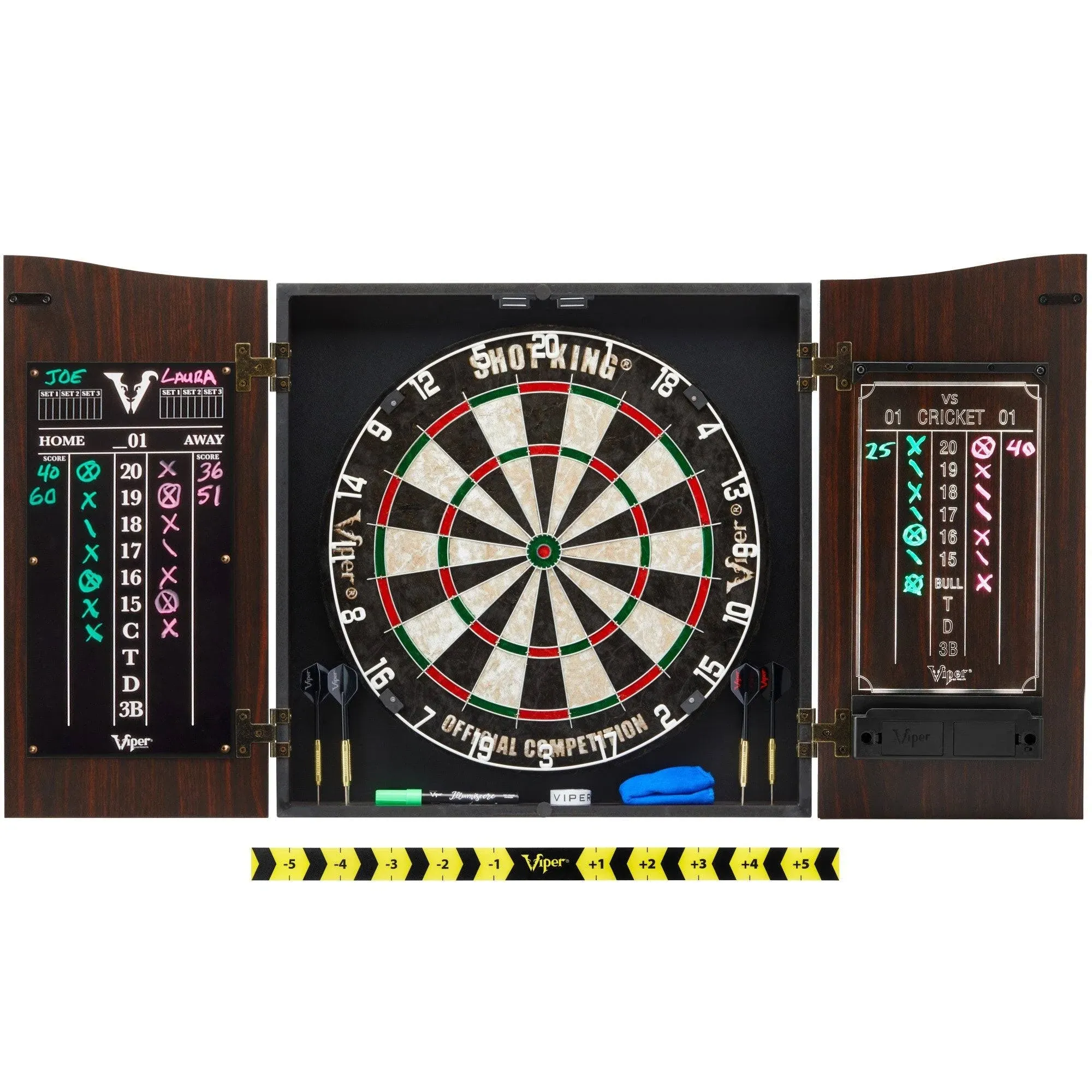 Viper Vault Deluxe Dartboard Cabinet with Shot King Sisal Dartboard