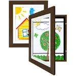 Americanflat 10x12.5 Kids Art Frame with Mat for 8.5x11, Walnut, 2 Pack, Size: 2 in