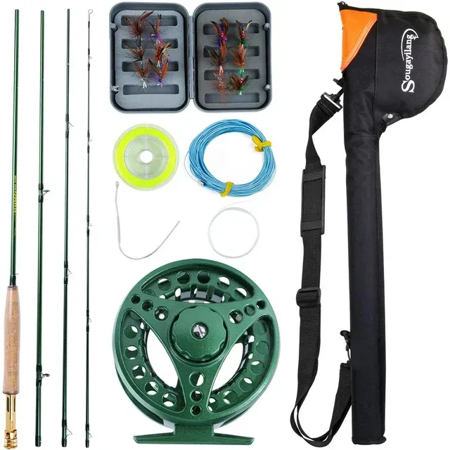 Sougayilang Saltwater Freshwater Fly Fishing Rod with Reel Combo Kit