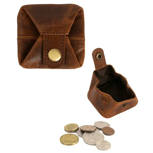 Jajmo Legacy Premium Leather Coin Pouch - Compact Change Holder and Mini Pocket Wallet for Men & Women - Pack of 1