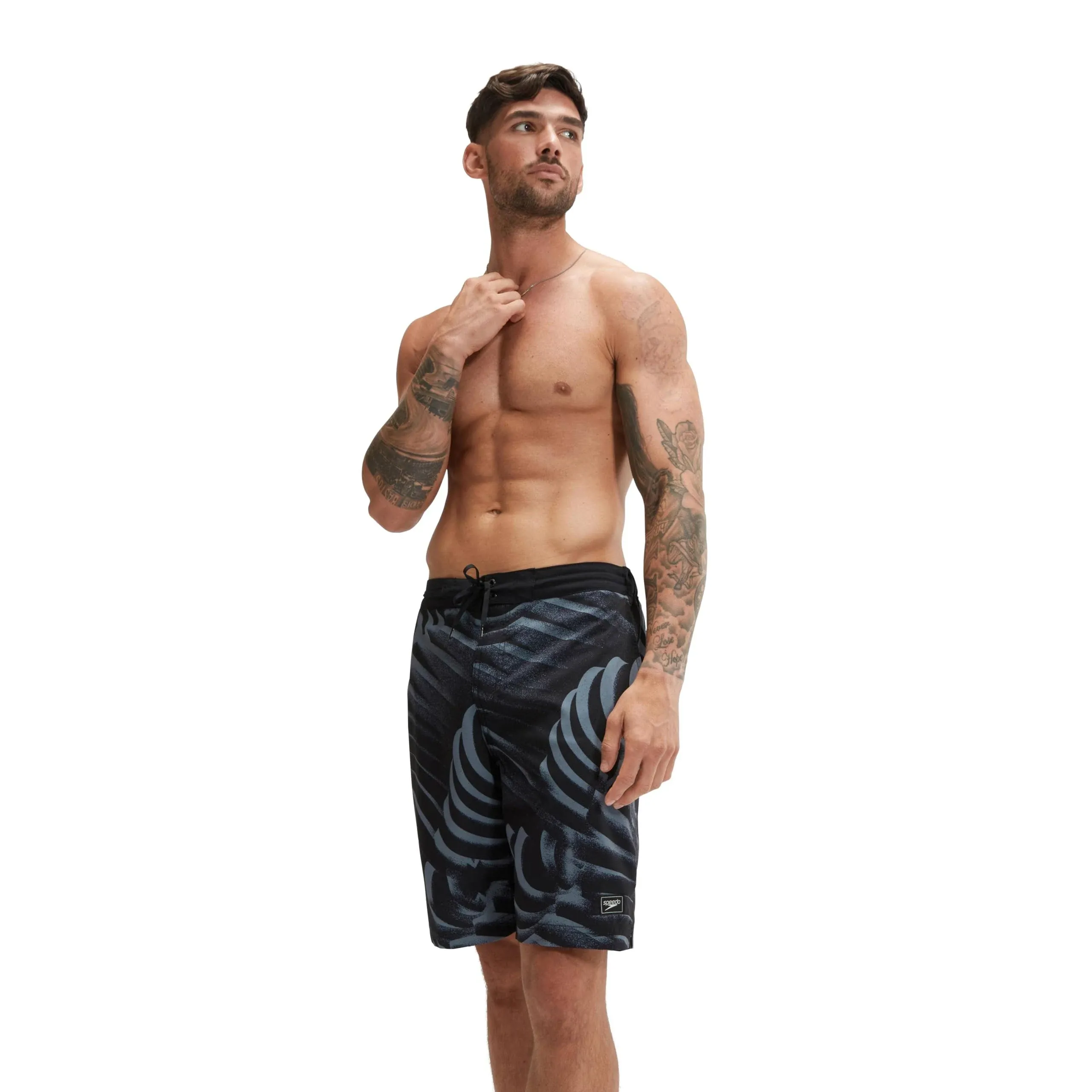 Speedo Men's Printed Bondi Basin 9" Boardshorts - Rock Grey - Size XL