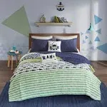 Urban Habitat Kids Quilt Set, Vibrant Color Block Stripes Coverlet for Twin Size Bed, All Season Lightweight Bedding, Pre-Washed Cotton Quilt Set, Channel Quilting, Morris, Twin Multi 2 Piece