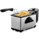 Ovente 2 Liter Electric Deep Fryer with Frying Basket, 1500W, Adjustable Temperature, Stainless