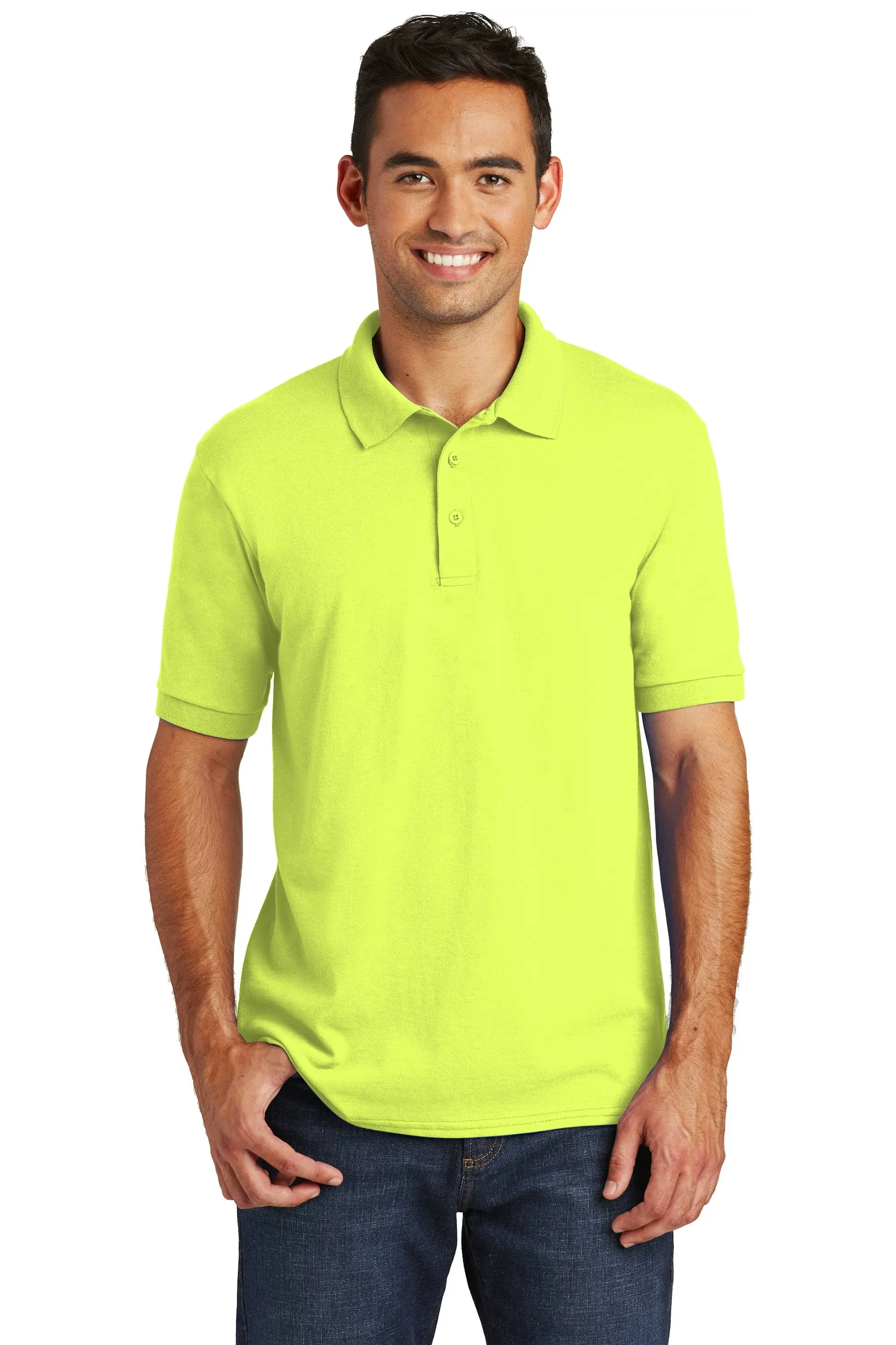 Port & Company KP55 Core Blend Jersey Knit Polo - Safety Green