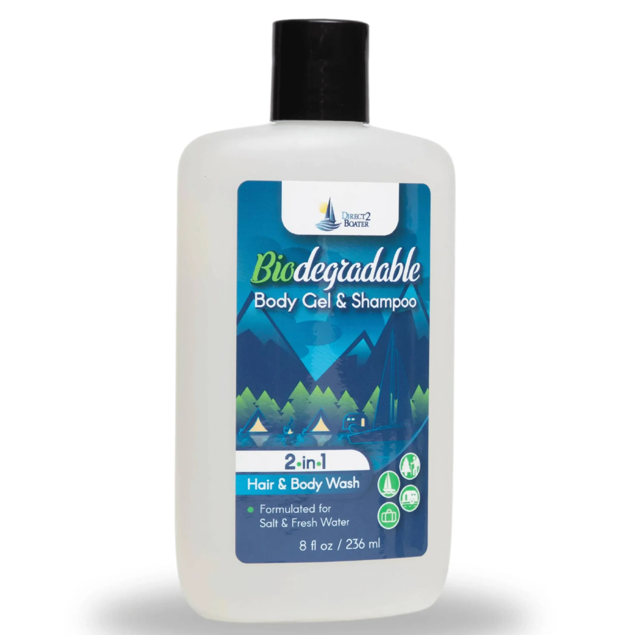 Biodegradable Shampoo & Body Wash Organic 8 oz Bottle Soap Body Wash For Fresh & Salt Water No Dies or Fragrances