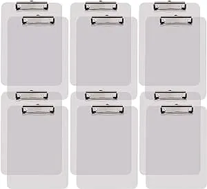 Better Office Products Clear Plastic Clipboards, 12 Pack, Durable, 12.5 x 9 Inch, Low Profile Clip, Translucent Clear, Set of 12