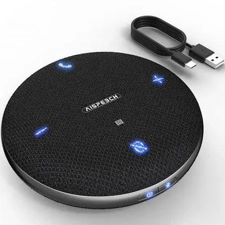 Conference Speaker and Microphone, Bluetooth Speakerphone, Noise Reduction, 360°Voice Pickup 43H Standby time, USB C Bluetooth Microphone Compatible with Zoom, Teams, Skype, Home Office