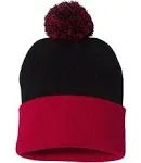 Pom Pom Beanie with Embroidery or Patch Featuring YOUR DESIGN ART or TEXT