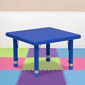 EMMA + OLIVER 24" Square Green Plastic Height Adjustable Activity Table