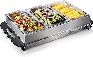 NutriChef 3 Tray Buffet Server & Hot Plate Food Warmer