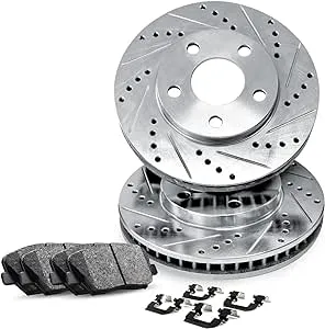 R1 Concepts Front Brakes Pads and Rotors Kit| Front Brakes Rotors| Front Rotors And Brake Pads Kit| Ceramic Brakes and Rotors| Brake Kit|Hardware| Fit 2017-2020 Hyundai Elantra