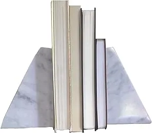 White Heavy Marble Bookends for Shelves -Book Ends for Office décor - Book Holders for Shelves -Book dividers for Shelves