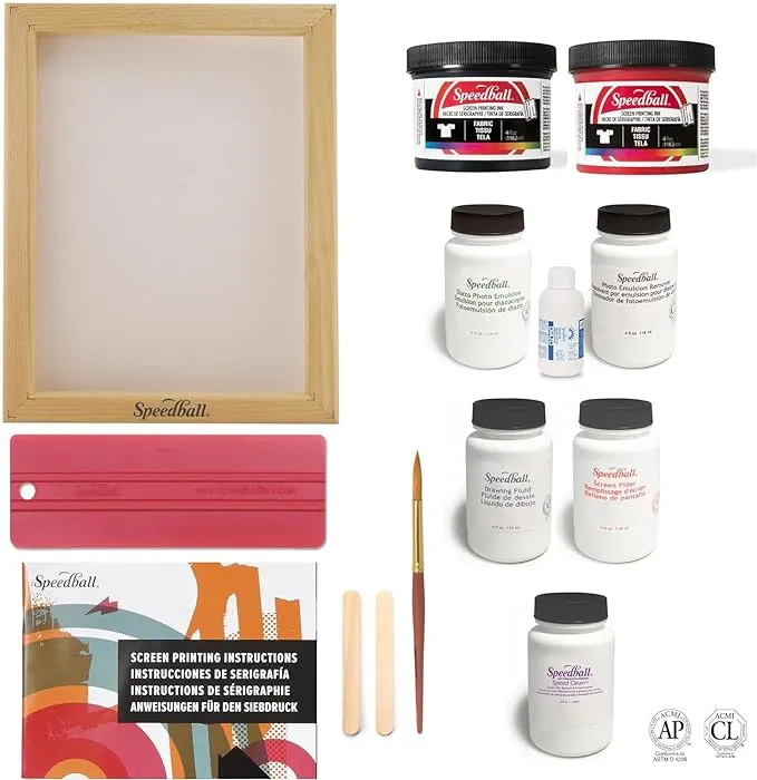 Speedball Intermediate Kit for Screen Printing, Includes Screen, Squeegee, Ink, Diazo Photo Emulsion & Sensitizer