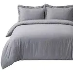 Bedsure Grey Duvet Covers Queen Size - Brushed Microfiber Soft Queen Duvet Cover Set 3 Pieces with Zipper Closure, 1 Duvet Cover