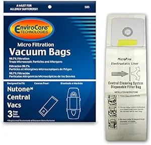 EnviroCare Replacement Micro Filtration Vacuum Cleaner Dust Bags made to fit Nutone Central Vacuums 3 Pack