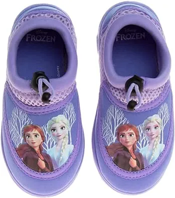 Disney Frozen Water Shoes for Girls- Pool Aqua Socks for Kids- Anna Elsa Sandals Princess Bungee Waterproof Beach Slides Sport Character Summer Slip-on Quick Dry (Toddler/Little Kid)